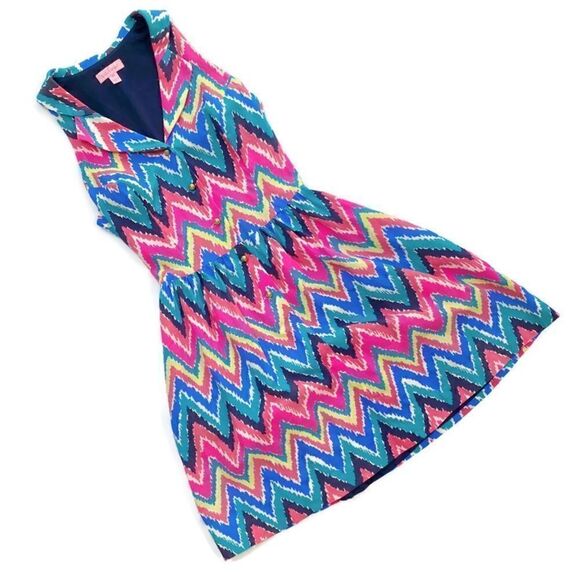 Lilly Pulitzer Hearts a Flutter Sleeveless Mini Dress Pink Blue Pattern 00 - Picture 16 of 16